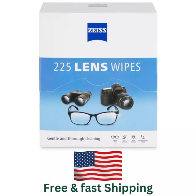 ZEISS Lens Wipes, Pre-Moistened Eye Glass Cleaner Wipes, 225 Count..