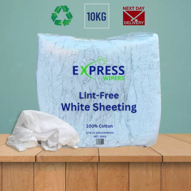 10kg White Cotton Sheet Lint-Free Industrial Cleaning Rags Wipers Wiping Cloths