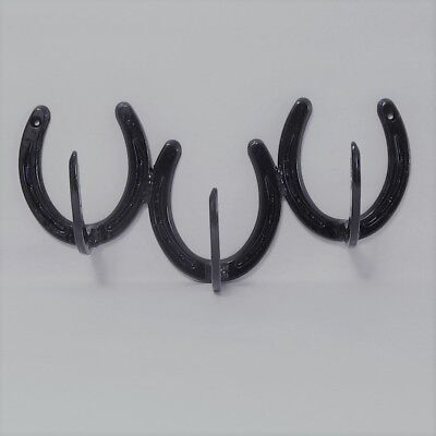 Horseshoe Wall Rack - 3 Hanger Hooks (Coat Hat Tack Utility art) Western Decor