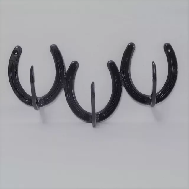 Horseshoe Wall Rack - 3 Hanger Hooks (Coat Hat Tack Utility art) Western Decor