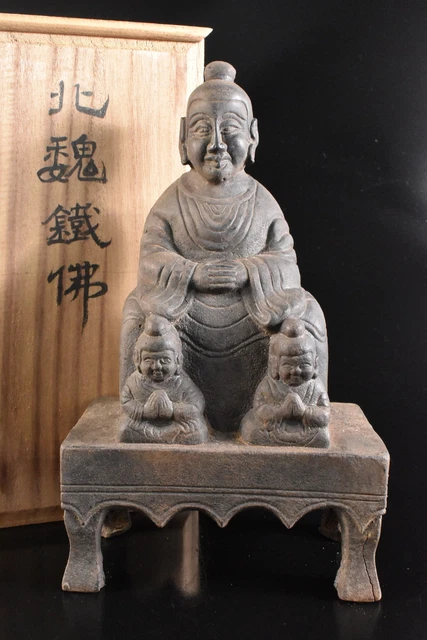 T6525: XF JAPANESE Iron BUDDHIST STATUE sculpture Buddhist T6525: XF JAPANESE Iron BUDDHIST STATUE sculpture Buddhist