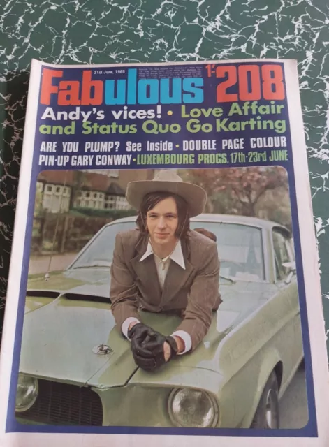 Vintage FABULOUS 208 Magazine 21 JUNE 1969 Andy Fairweather Low Status Quo FB26
