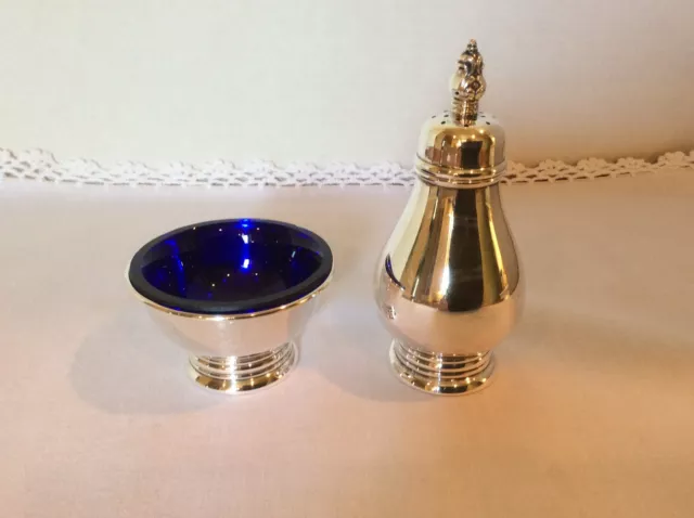 Vintage International Sterling Silver Royal Danish Salt Cellar and Pepper Set