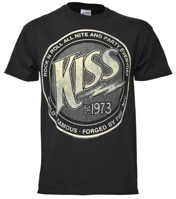 KISS T Shirt Official Established 1973 Logo Band Classic Glam Rock  Black NEW