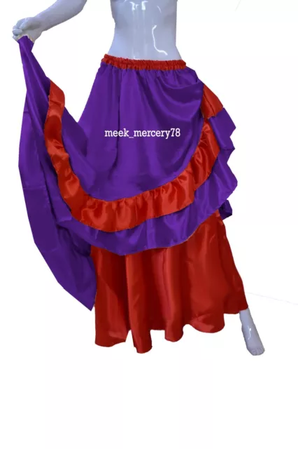 Ventre Danse Violet Femme Vêtement Décontracté Demi Cercle Jupe Réversible S71