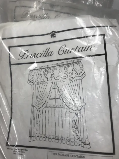 VTG Lot Of 2 Priscilla Ruffled Curtains W/Bow Tie Backs/Tiers/Valance 16249 Wine