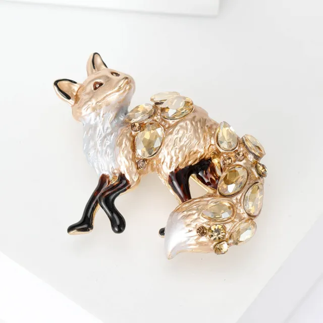 WEAR-RESISTANT BROOCH PIN Adorable Fox Shape Rhinestone Brooches for ...