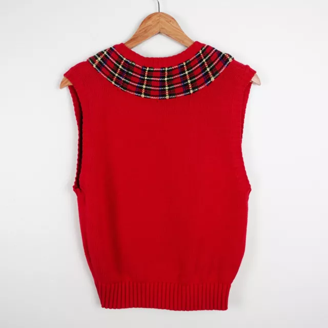 VINTAGE POLO RALPH Lauren Womens Large Knit Red Cotton V Neck Sweater ...