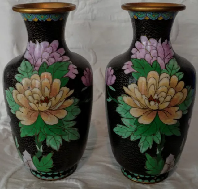 Chinese 1800's Cloisonne Vase's Birds & Flowers 8-Inch, great shape & shape