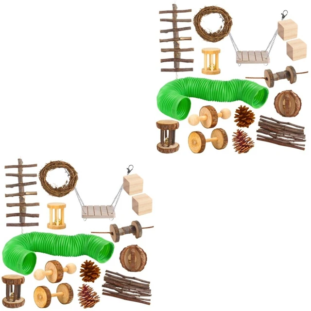 bird cage toy 2x Hamster Spielen Spielzeug Papagei Kauen Spielzeug 2