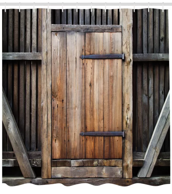 Rustic Antique Wooden Door Exterior Facades Rural Barn Weathered Shower Curtain 2