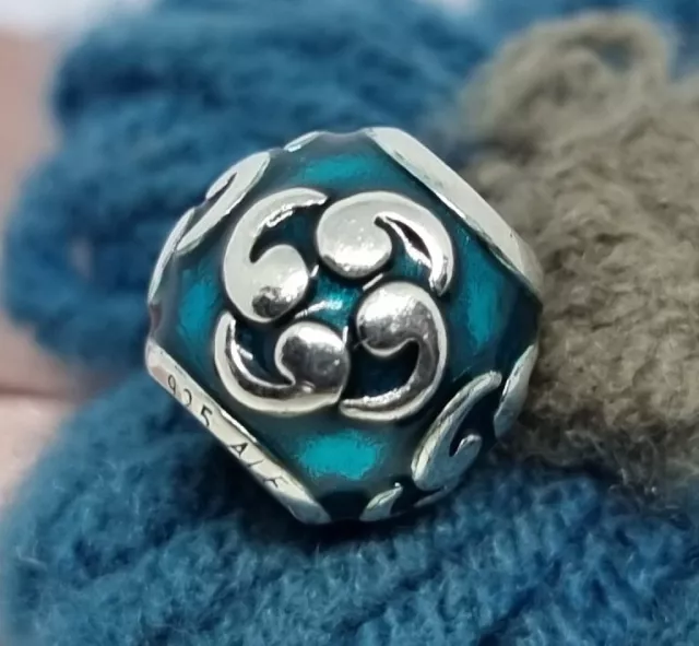 Genuine Pandora Silver Turquoise Enamel Zen Charm  💕 925 ALE   Retired
