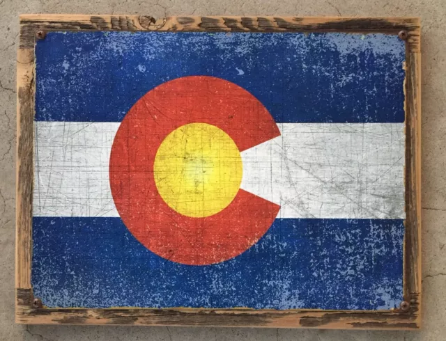 Colorado State Flag Rockies Rocky Mountains Ski Skiing Vintage Metal Sign Decor 2