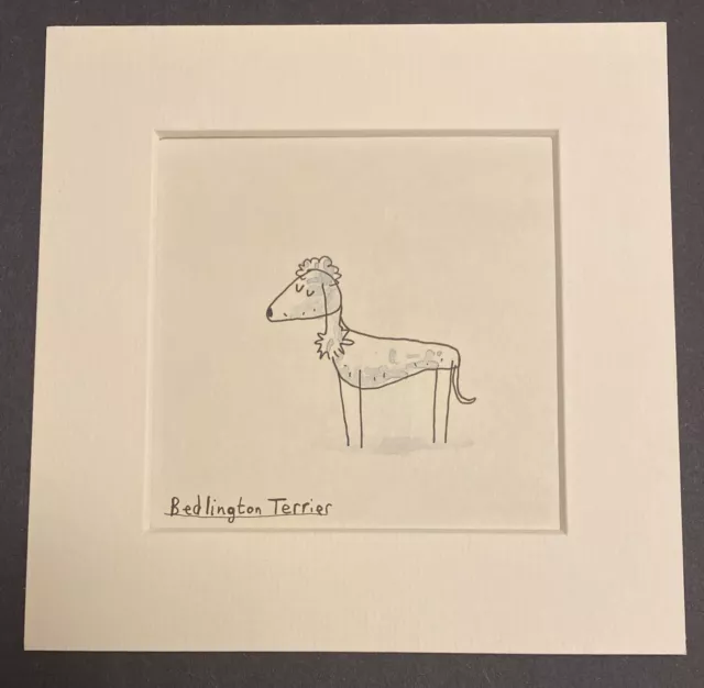 Bedlington Terrier Dog Picture Mounted Art 6 x 6 Inches