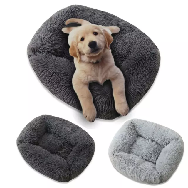 Pet Dog Cat Fluffy Calming Beds Puppy Warm Cushion Rectangle Bed Nest Mattress
