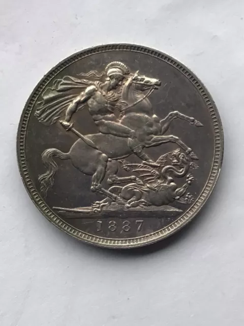 1887 Full Crown Queen Victoria Jubilee Head Nice Coin Nice Toning
