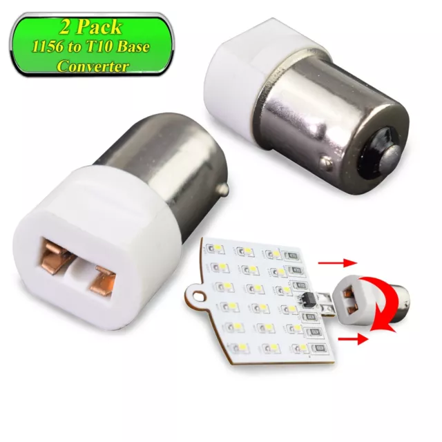 2 Pack T10 168 194 to 1156 Ba15s Bulb Base Converter Socket