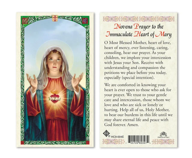 LAMINATED NOVENA PRAYER to Immaculate Heart of Mary Holy Prayer Card ...