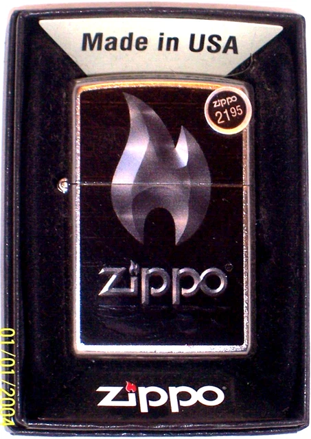 NEW Genuine ZIPPO USA Windproof  Oil Lighter 28445 Flame Brushed Chrome Case