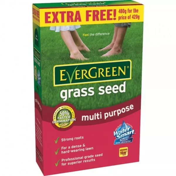 EverGreen Multi Purpose Grass Seed Garden Lawns Grow Covers 16 Sq meter 480g