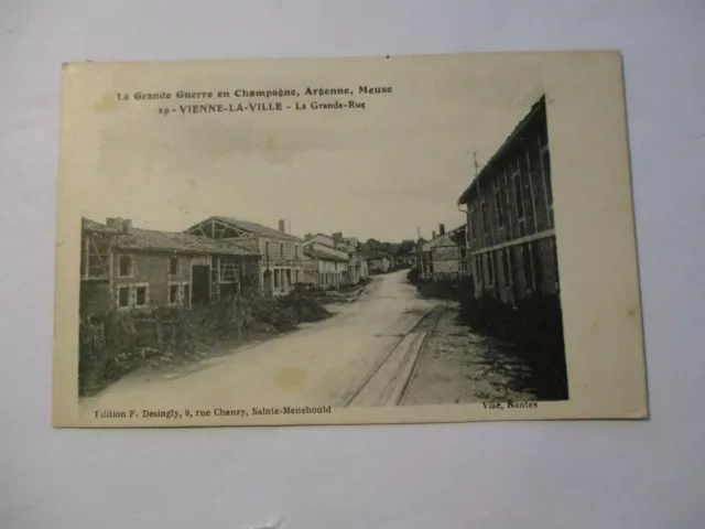 Cpa Dos Vert Ww1 Marne 51 Vienne La Ville La Grande Rue