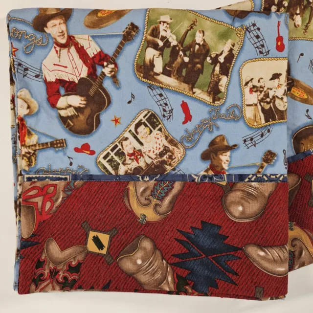 Roy Rogers Dale Evans Western Standard Homemade Pillow Case Set of 2 Red Blue
