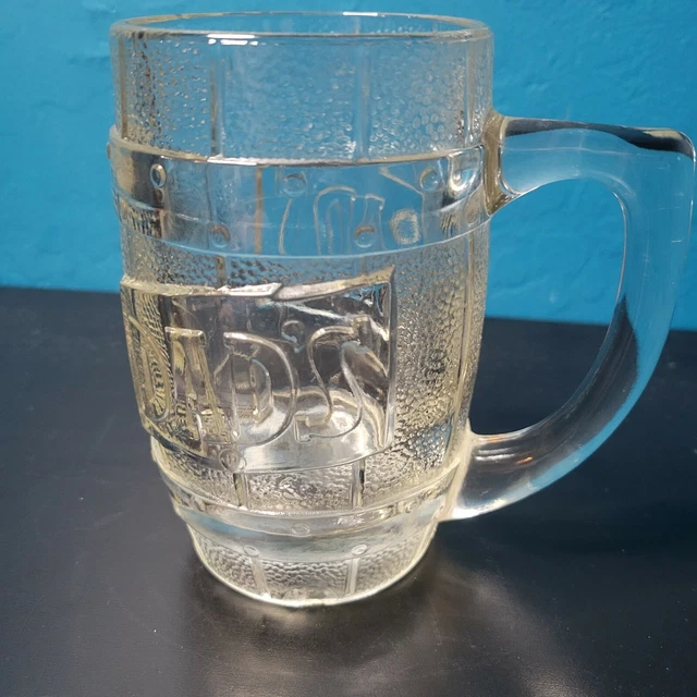 Dad's Root Beer Barrel heavy embossed glass beer mug 10 oz