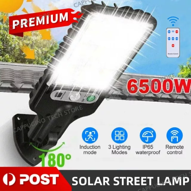 6500W LED Solar Flood Light Motion Sensor Security Wall Yard Street Outdoor Lamp