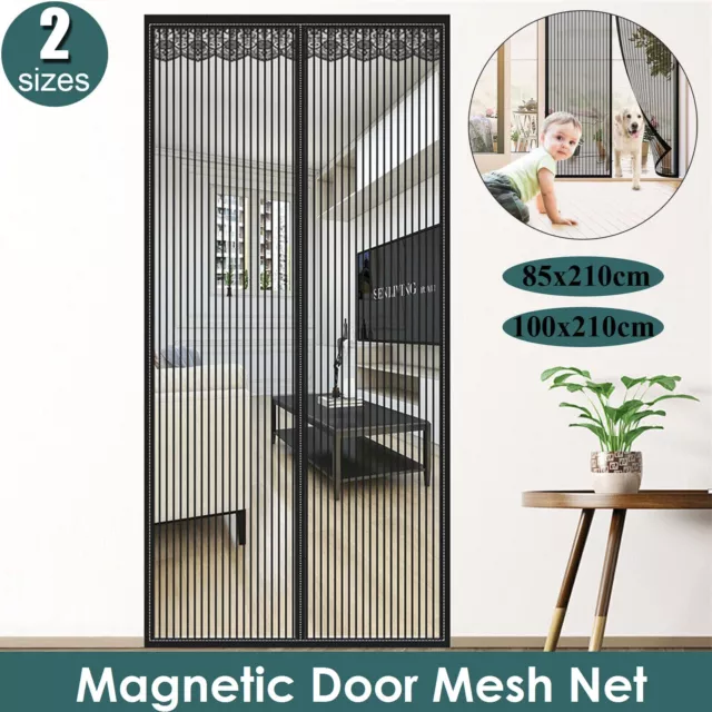 Magnetic Door Mesh Black Fly Screen Magic Mosquito Bug Curtain Hands Free Home