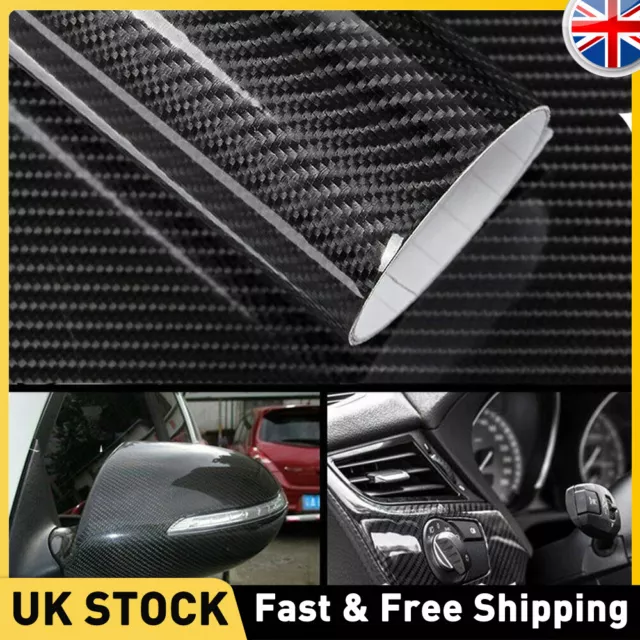 Black 5D Carbon Fibre Vinyl Wrap Sheet Film Sticker Car Wrap Air Bubble Free