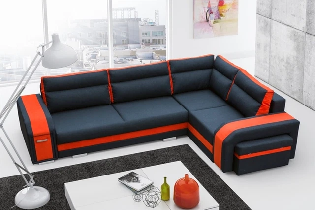 L Shape Sofa Couches Living Area Modern Design Couch Fabric bed function Sofas