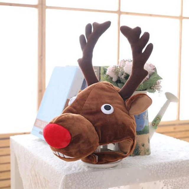 NOVELTY STUFFED ANIMAL Hat Headwear Cute Reindeer Headdress Party £13.