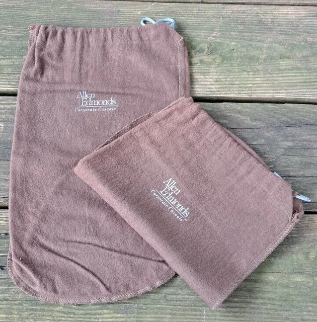"Allen Edmonds cubiertas de polvo bolsas para zapatos de fieltro cuerda marrón lote de 2 14"" x 8"