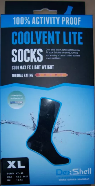 DEXSHELL COOLVENT LITE Socks Coolmax FX Gr. XL EU47-49 waterproof breathable