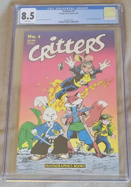 Fantagrapgics Books Critters#1 CGC 8.5 Usagi Yojimbo 1986 White pages