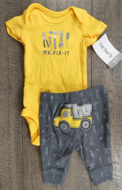 Baby Boy Clothes New Carter's 2pc Preemie Mr. Fix-it Outfit