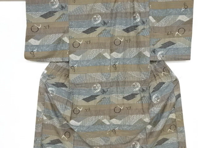 09584# Japanese Kimono / Antique Mens Juban / Gourd With Characters
