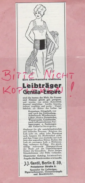 BERLIN, Werbung 1914, J. J. Gentil elastischer Leibträger Gentila-Empire