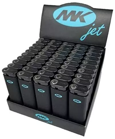 10 Ct MK JET BLACK TORCH  Big Full Size Lighters Refillable Windproof Lighter 3