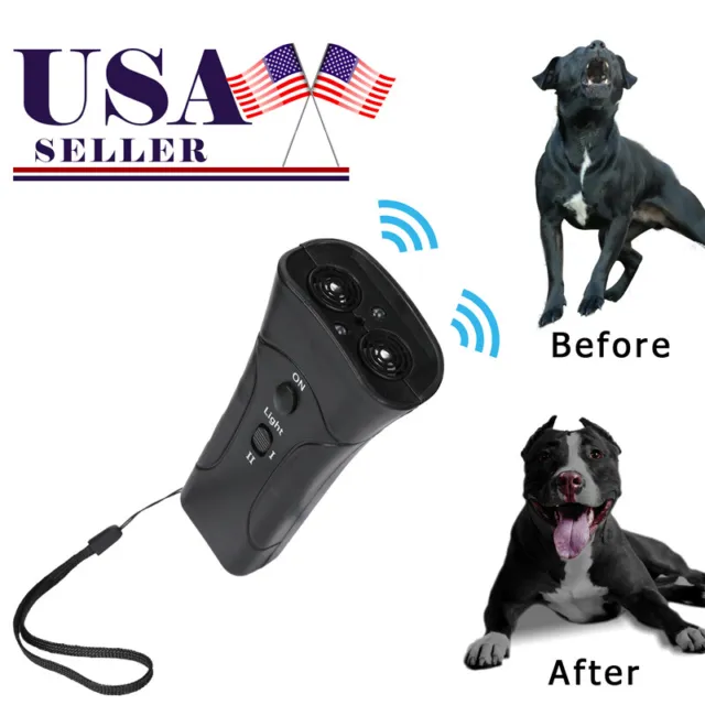 Ultrasonic Anti Dog Barking Device Pet Trainer LED Light Gentle Chaser No Harm