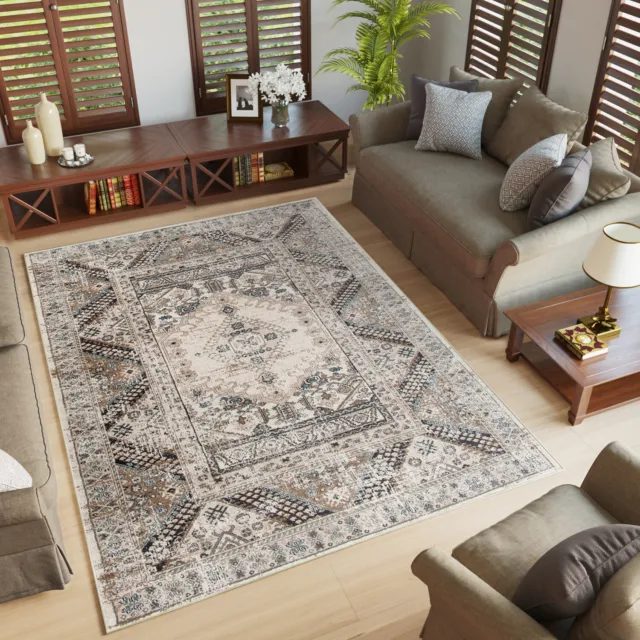 Vintage Traditional Rugs for Living Room Distressed Rug Faded Bedroom Carpet Mat