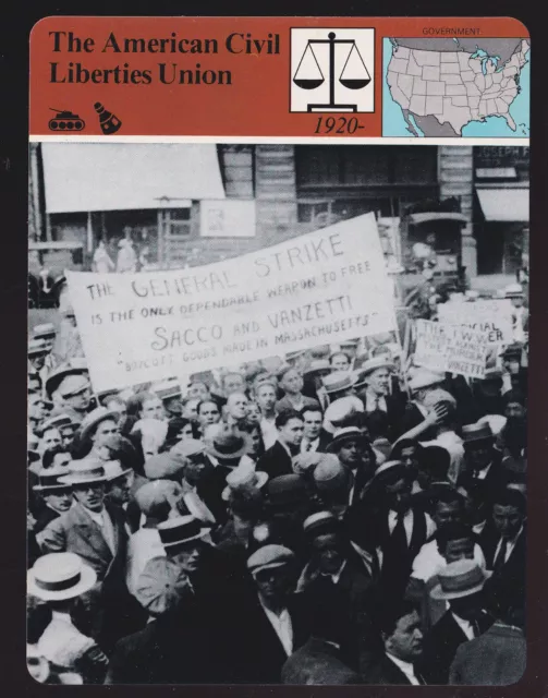 THE AMERICAN CIVIL LIBERTIES UNION ACLU 1927 Photo 1980 STORY OF AMERICA CARD