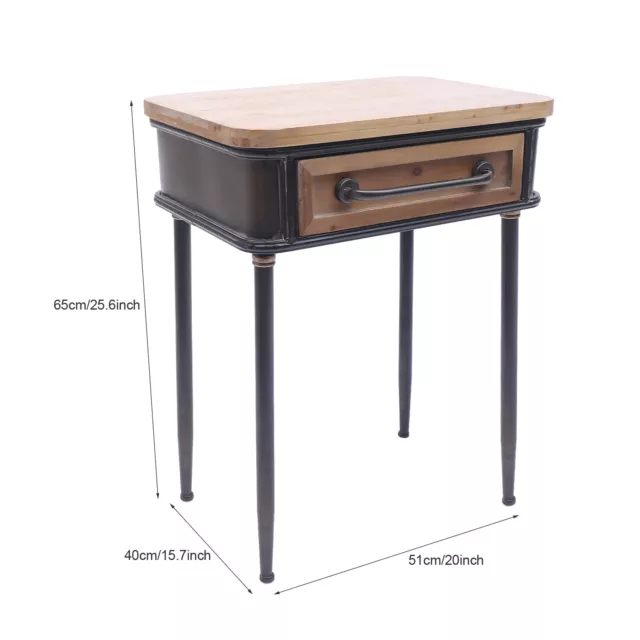 Retro Nightstand Solid Wood End Table Bedroom Storage Solid Wood Bedside
