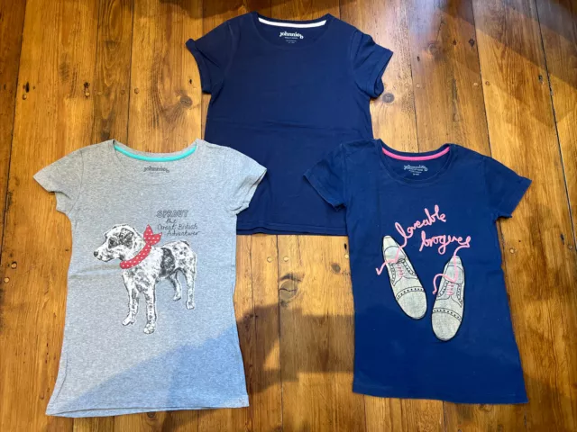 3 x Girls johnnie b / Mini Boden Blue & Grey Graphic Tops - 9-10 years