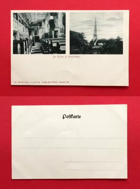 AK GROSSBOTHEN bei Grimma um 1900 Kirche mit Innenansicht   ( 53745