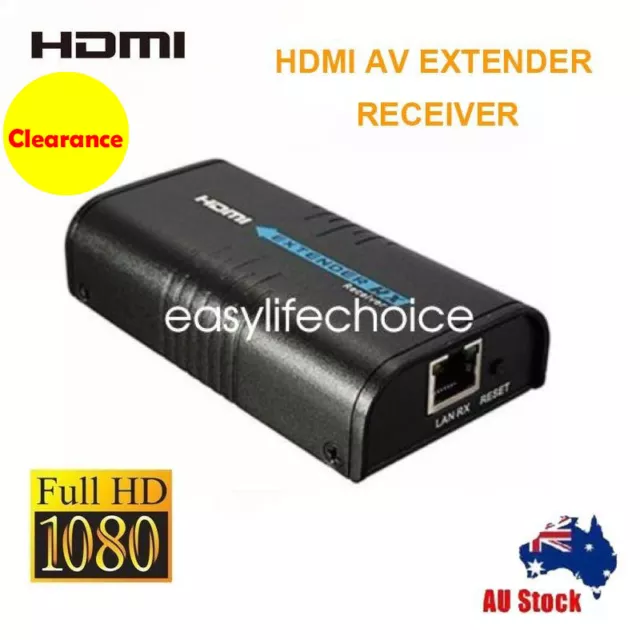 HDMI AV EXTENDER ONLY RECEIVER PS3 FOXTEL TCP/IP HDTV DVD VIA CAT6/5 120m 1080P