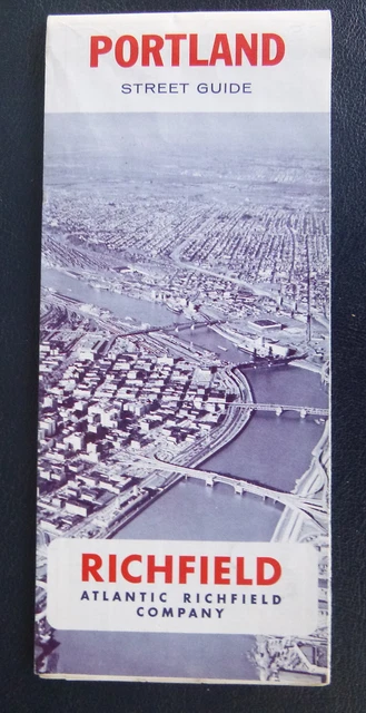 1966 Portland street map  Richfield oil  gas trip Milwaukie Vancouver WA