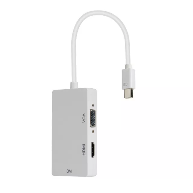 3 In 1 Mini DisplayPort DP Thunderbolt to DVI VGA HDMI Adapter Cable For MacBook