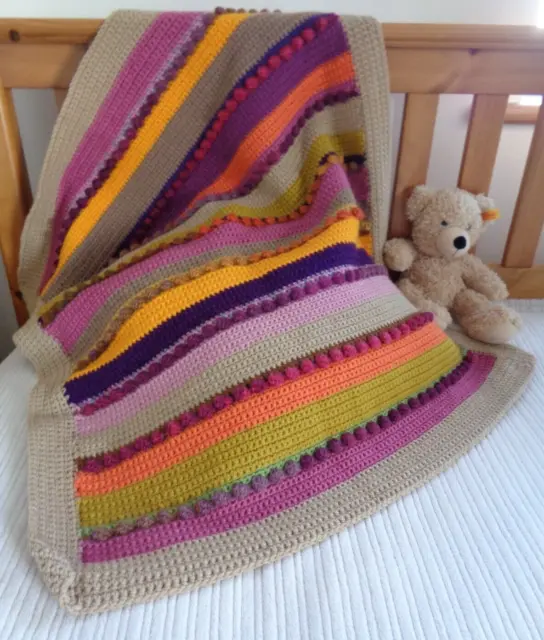 Crocheted Baby Blanket #6 - Hand Crocheted - Pushchair/Car Seat-Baby Shower Gift