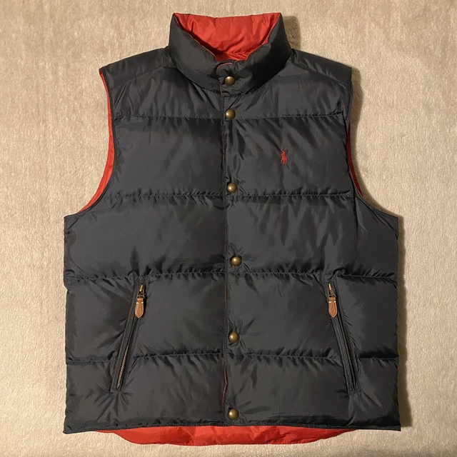 Polo Ralph Lauren Reversible Navy Blue/Red Down Puffer Gilet (L)